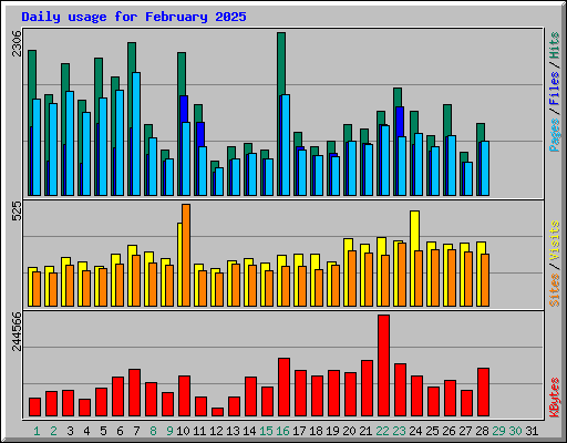 Daily usage for February 2025
