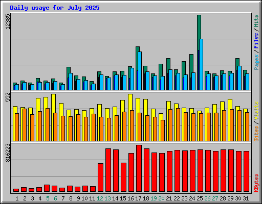 Daily usage for July 2025