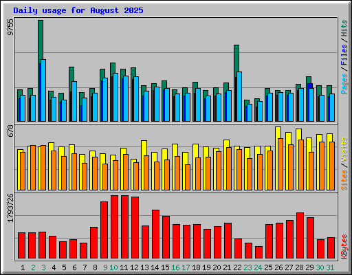 Daily usage for August 2025